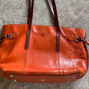 Cognac leather shoulder tote from Italy